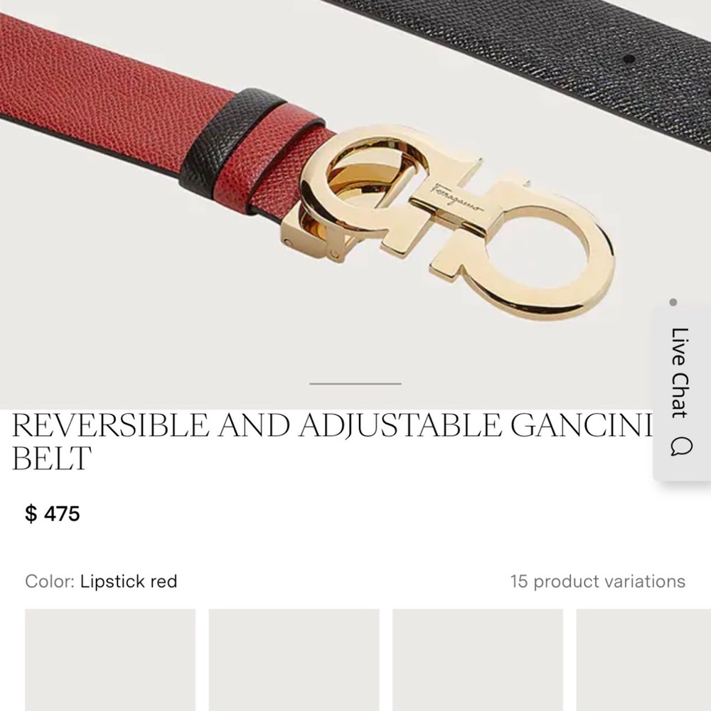 Salvatore Ferragamo Gancini Red and Black Leather Belt